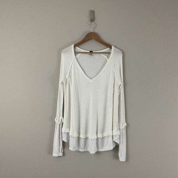 Free People We The Free White Laguna Thermal Knit Top Size XS - Picture 1 of 6